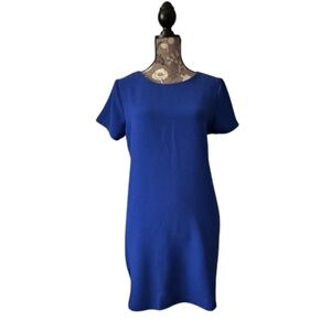 one clothing Women M Royal Blue Short Sleeve Round Neck Relaxed Tunic Mini Dress
